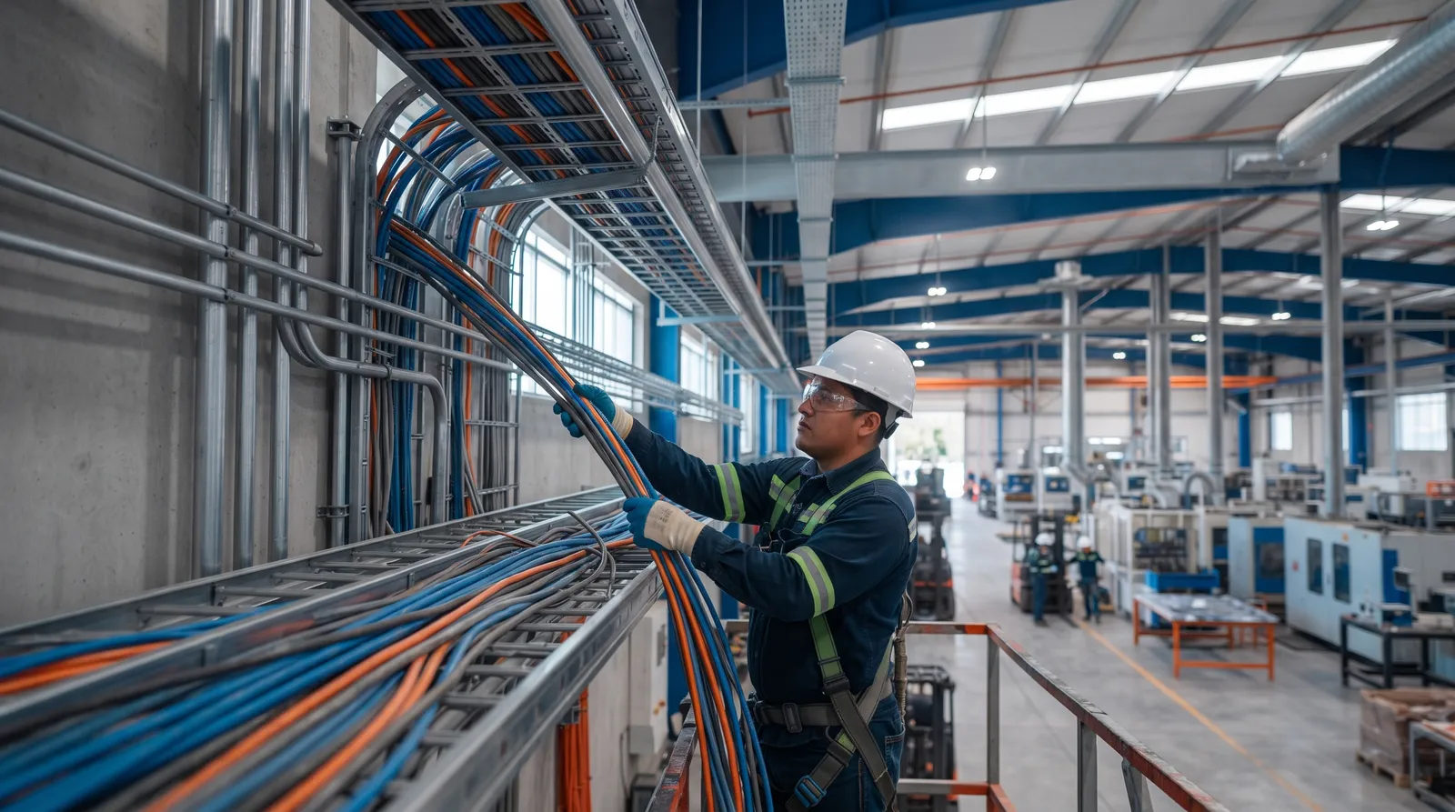 Canalizaciones de instalaciones eléctricas industriales en nave